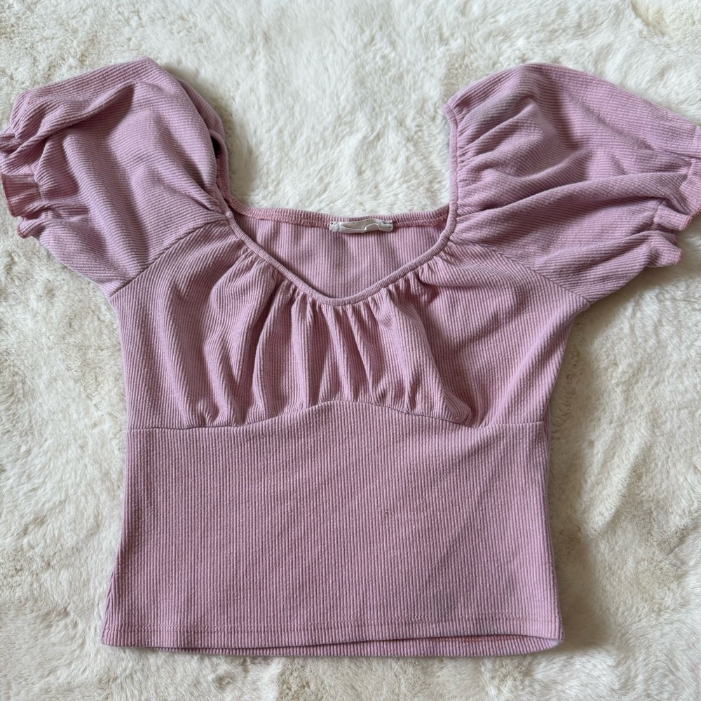 Dusty Pink Ribbed Crop Top Altar’d State Feminine Sweetheart Small